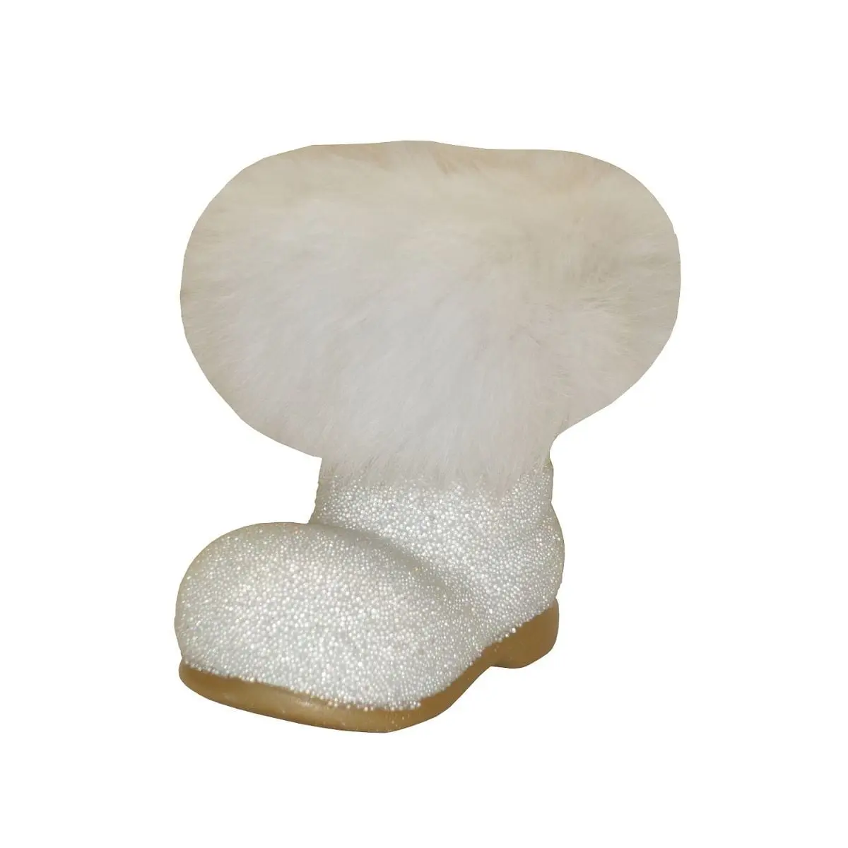 Alexander Taron 190-13 Schaller Made-in-Germany Small White Beaded Boot Paper Mache Candy Container, Home Supplies, Decorative Storage Jar, Holiday Christmas Decor