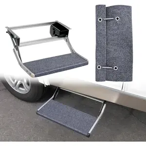 Nilight RV Step Covers 1 Pack 18 inch, Fits 8-11" Deep Camper Steps Adjustable Wrap Around RV Step Rug with Spring Works on Electrical & Manual RV Stairs Carpet for Camper Trailers Steps Outside, Gray