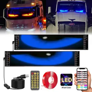 MIMIRGB 2PCS Programmable Scrolling LED Display for Car Windshield USB DC 5V/2A Dynamic Big Eye Lights with APP Control & Remote Controller 23"x5" Cool Gadget Lamp Automotive