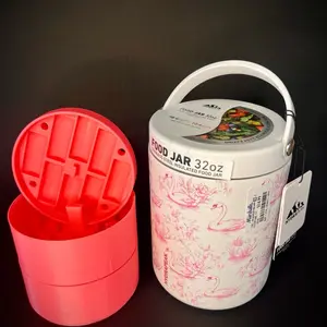 Hydrapeak Insulated Food Jar 32oz with Red Insert Stainless Steel Leak Proof Lunch Container