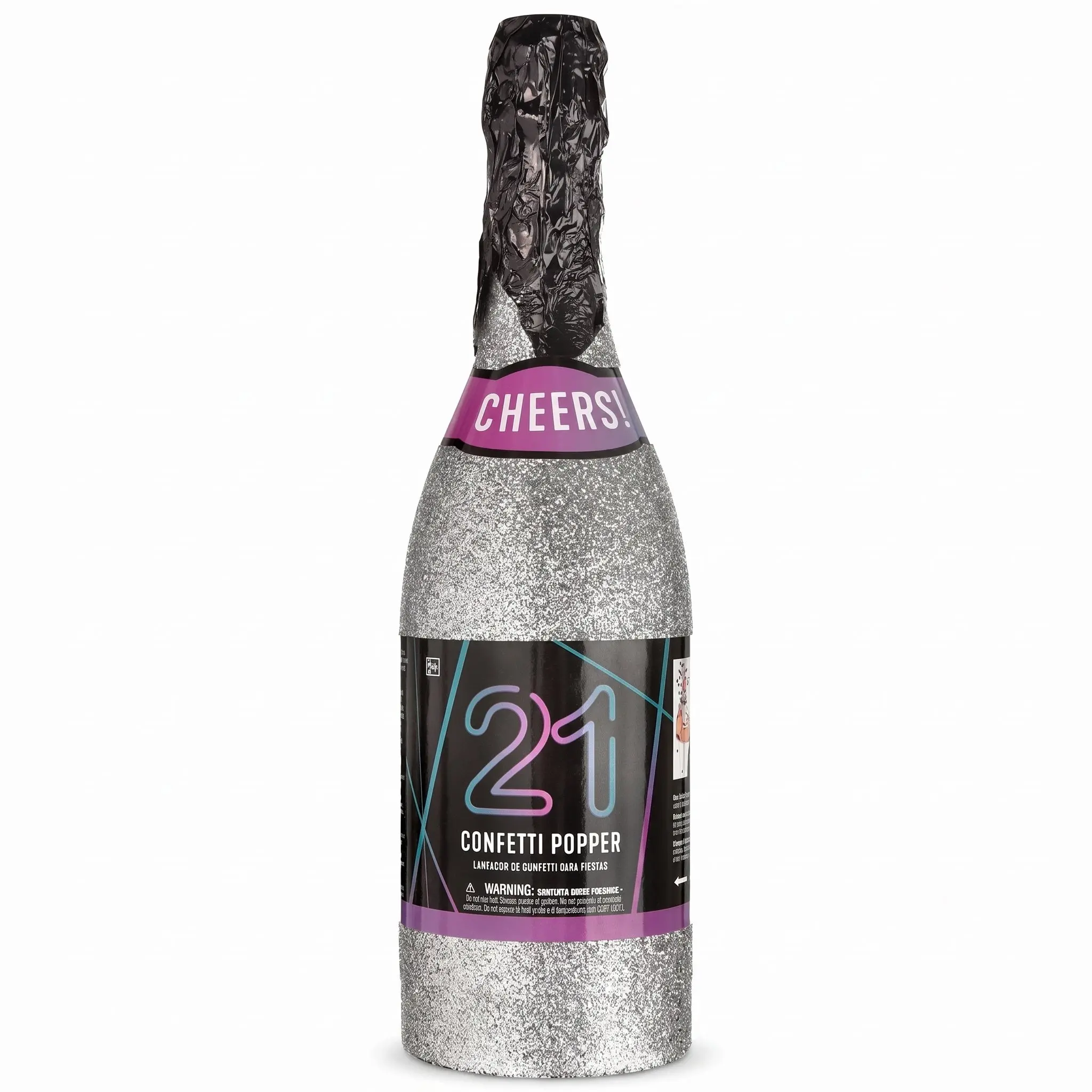 Cheers! 21st Birthday Confetti Popper Bottle