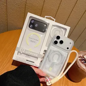 Anti-Drop Shockproof Magnetic Card Holder Phone Case, Macaron Color Protective Cover with Wrist Strap, Fits iPhone 11 12 13 14 15 16 17 Pro Max Accessories