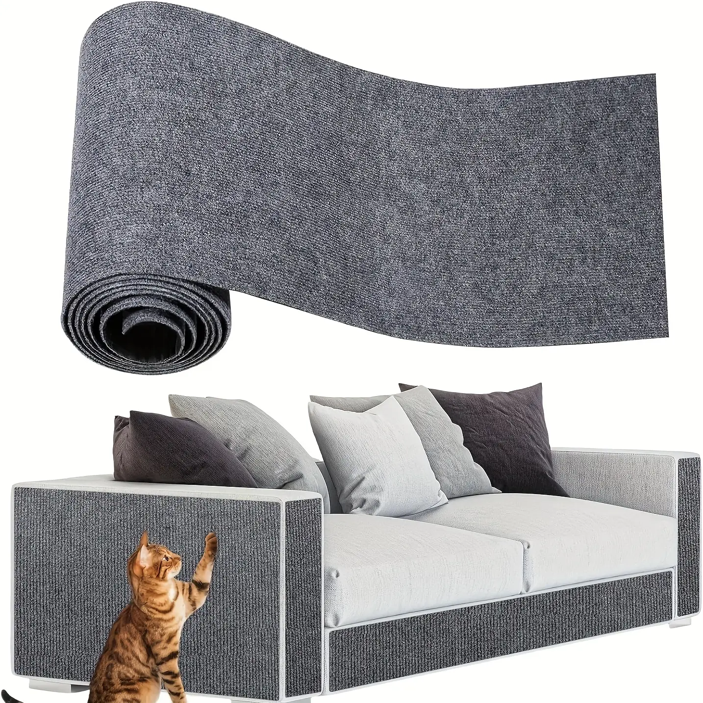 Art Deco Cat Scratch Protector Pad - Fully Trimmable Edge, Peel & Stick Nano Tape, Tough Surface, Detachable Reposition-Easy Design, Waterproof Furniture Protector for Sofas, Walls (Customizable to Any Size/Shape)