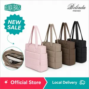 【Limited-Time Sale】BELINDABAGS Lightweight Puffy Tote Bag with Compartments for Women, Quilted Shoulder Bag Handbag for Travel and Work Handbag for Travel and Work