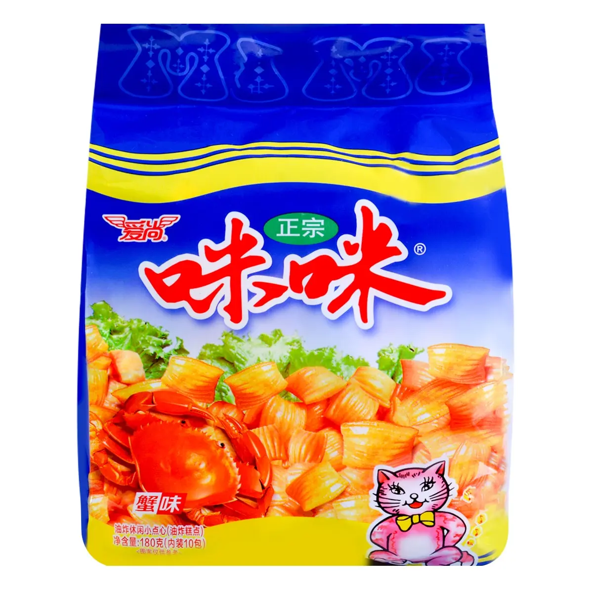Aishang Crab Flavored Crispy Snacks - 10 Bags, 180g - Savory Korean Snack Food