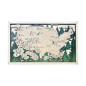 US National Parks Map Wall Art, National Park Checklist Wall Decor, Birthday Gifts for Boys, Traveler Gifts for Dad, Men, Women, Husband, Wife, Gift for Outdoor Lover (Forest Landscape) Decorative Farmhouse