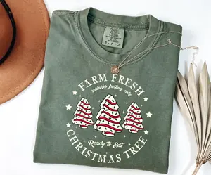 Comfort Colors Farm Fresh Christmas Tree Shirt, Christmas Tree Cake Shirt, Christmas Cake T-Shirt, Christmas Tee