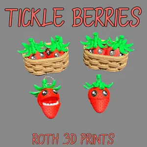 Tickle Berries - Articulated Strawberry Keychains 3D Printed
