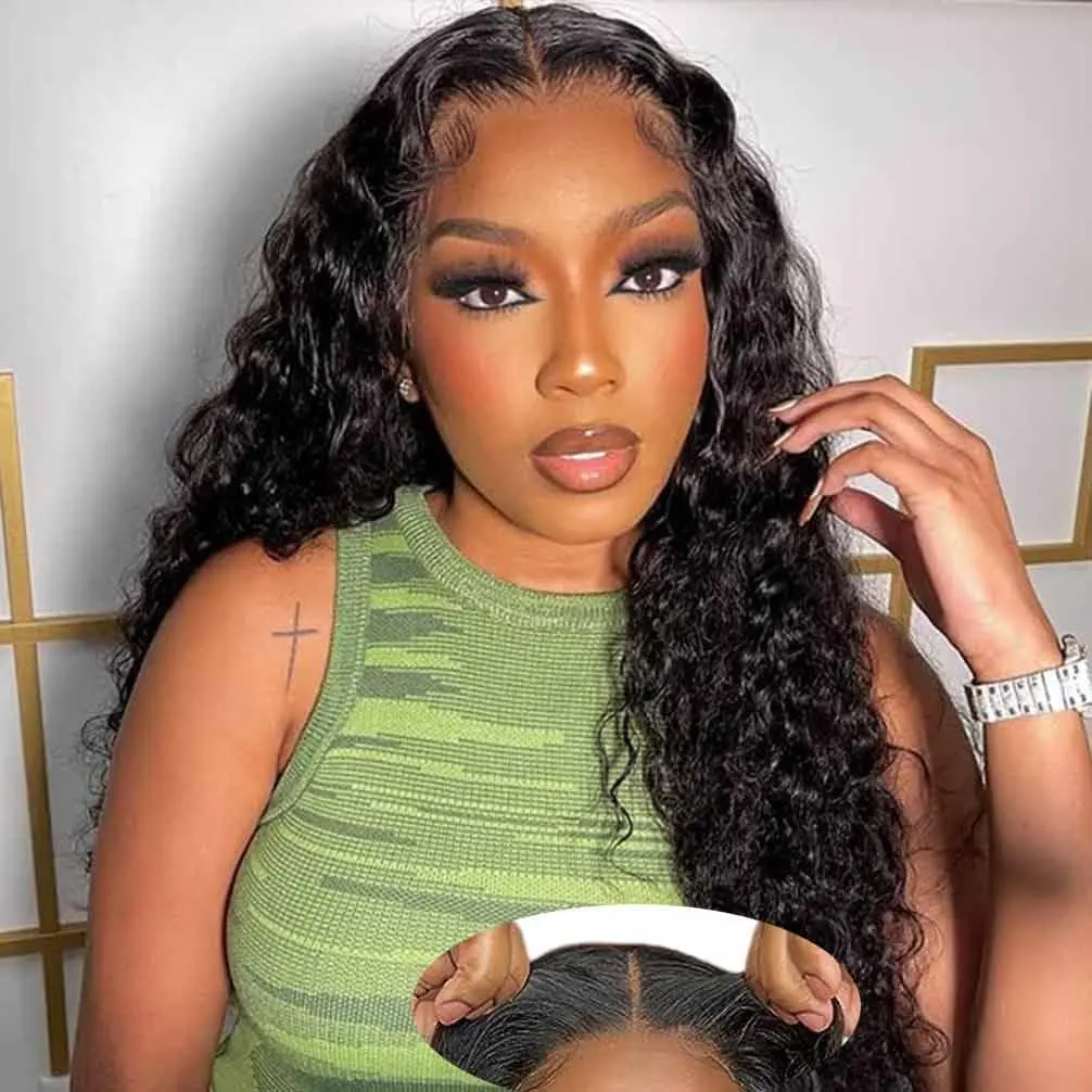 Brazilian Human Hair Glueless Wig Deep Curly 28 30 Inch 5x5 6x4 HD Transparent Lace Frontal Glueless Wigs Ready To Wear Pre-Cut 4X6 Lace Closure Wig For Women Bling Hair 180% Dealsforyoudays