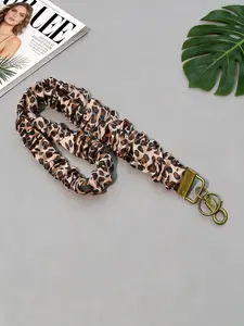 Fashion Leopard Print Elastic Lanyard, Phone Anti-Loss Strap, Multifunctional ID Card Holder, Casual Style, Suitable for Students and Teachers