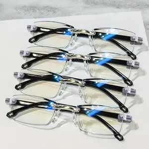 4 Pairs Reading Glasses, Lightweight Frameless Design, Unisex Minimalist Style, Comfortable Fit, Clear Lenses, Ideal for Readers & Office Workers, Rimless Eyeglasses