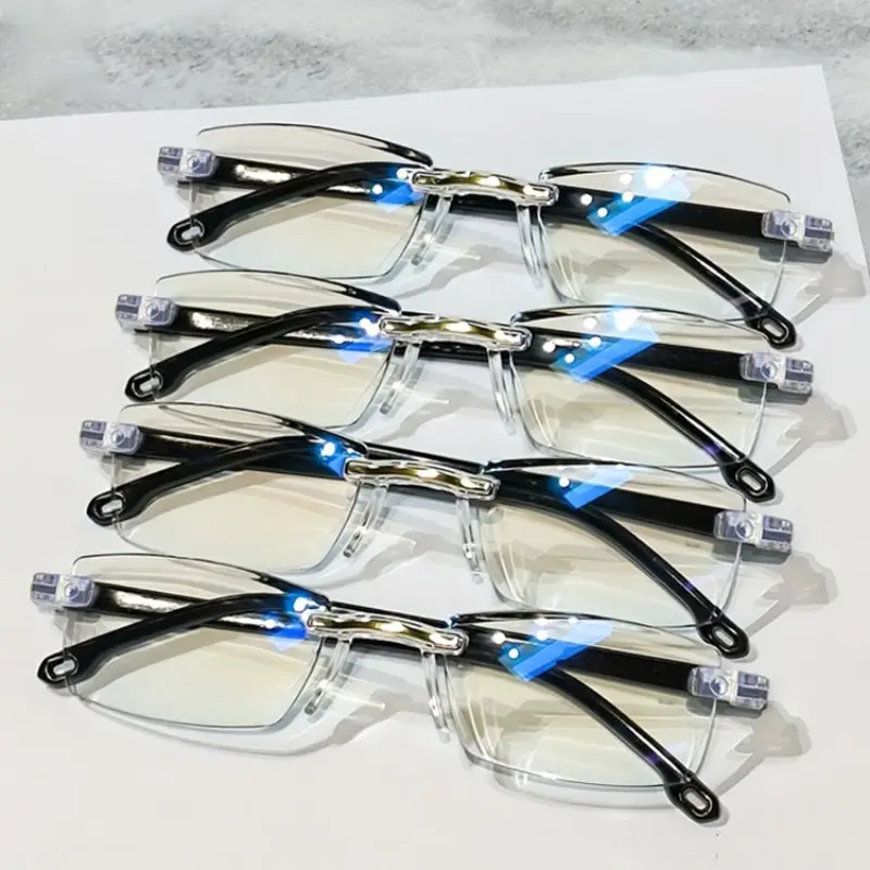4 Pairs Reading Glasses, Lightweight Frameless Design, Unisex Minimalist Style, Comfortable Fit, Clear Lenses, Ideal for Readers & Office Workers, Rimless Eyeglasses