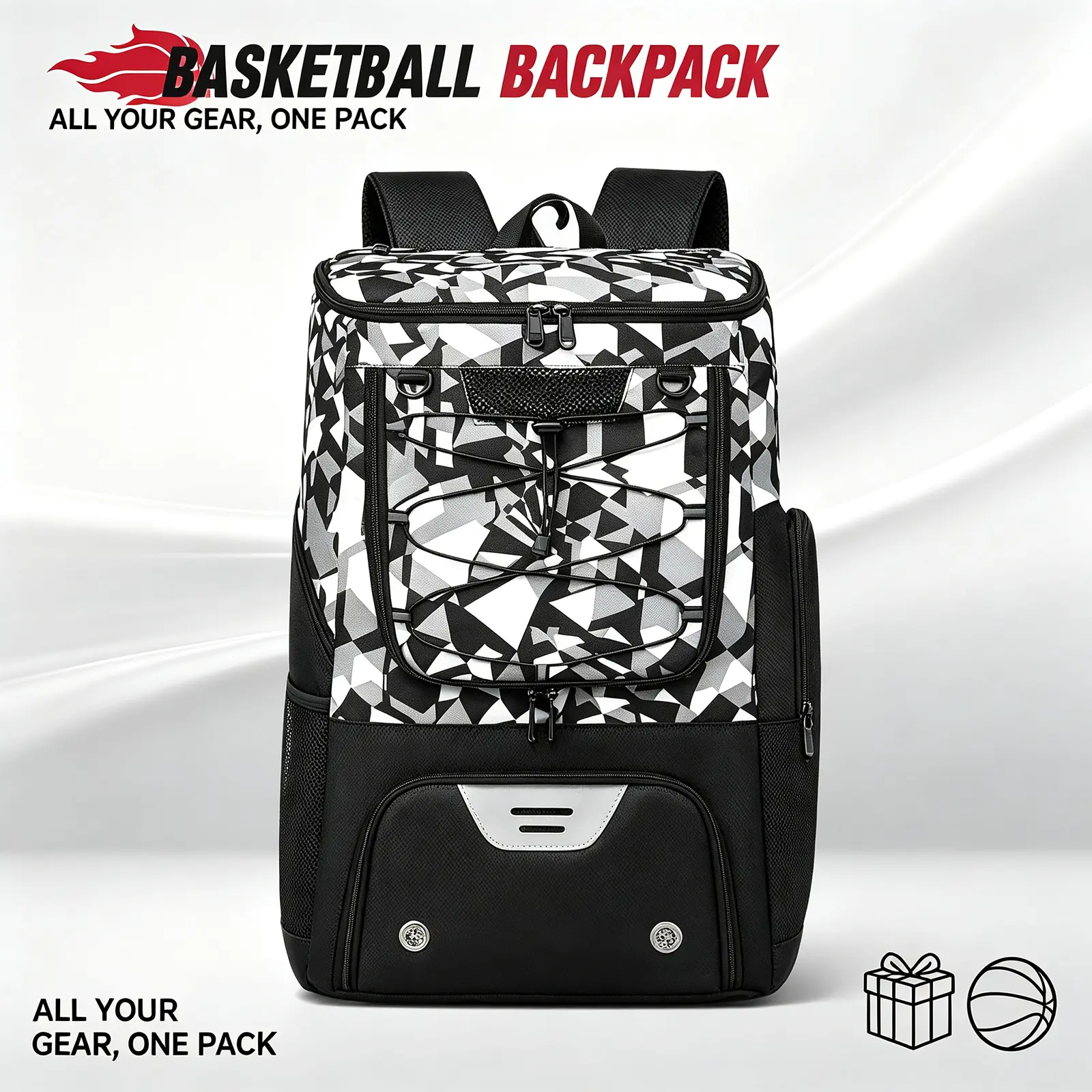 1-in-1 Basketball Backpack for Hoops Training - Separate Ventilated Shoe Compartment, Insulated Cooler Pocket, Wet-Dry Storage   For Hoops Training,backpacks for school backpacks, backpack for men, book bags, backpack for school, backpack for college