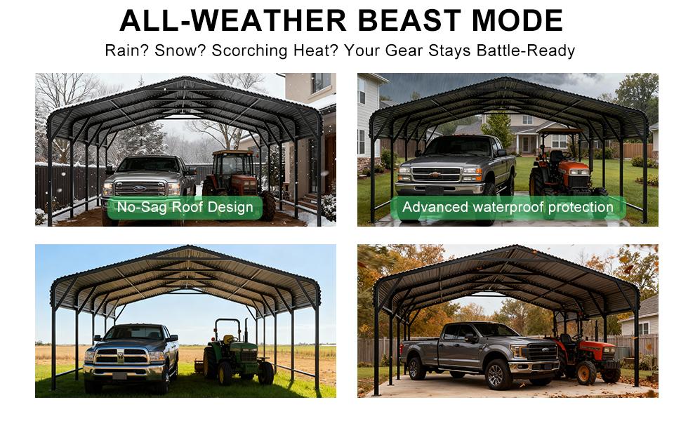 MNLR 20x20 FT Steel Carport, Galvanized Metal Car Shelter for Cars, Trucks, Boats and Tractors