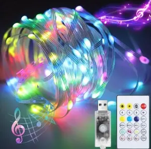 Valentine’s Gift for Boyfriend – RGB Color-Changing LED String Lights 20M 200 LEDs, Solar & USB Dual Charging, Smart App & Remote Control, Waterproof Indoor/Outdoor Lights for Bedroom, Car & Home Decor