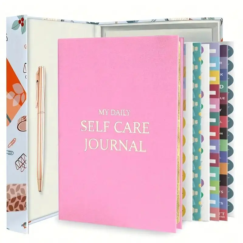 Daily Journal Set for Self-Care, Includes Pen & Stickers, Journaling Supplies, Journaling Kits, Ideal Gift for Birthdays, Valentine's, Christmas & New Year, Stationery Gift, Journal Kit Set