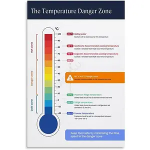 Food Storage Temperature Chart Kitchen Poster(7) Canvas for Bedroom Living Room Decor 24x36inch(60x90cm) Unframe-style Colorful Ornaments