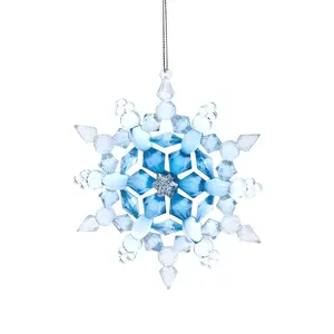 Dark Blue Frost Snowflake Ornament