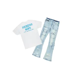 Lake White/Blue T-Shirt/Stacked Flare Jean Bundle