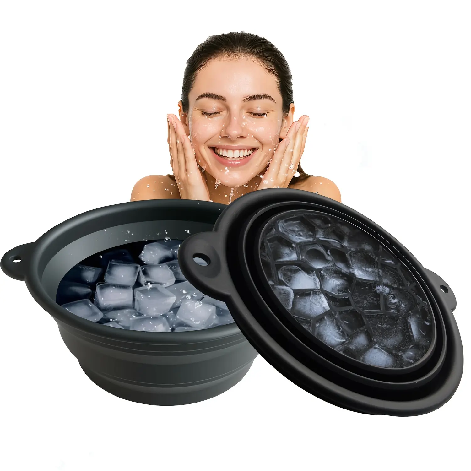Foldable Silicone Ice Bath Basin, Portable Ice Pack Bowl, Facial Wash Bucket, Home and Travel Use, Unique Gift Idea, Home Goods