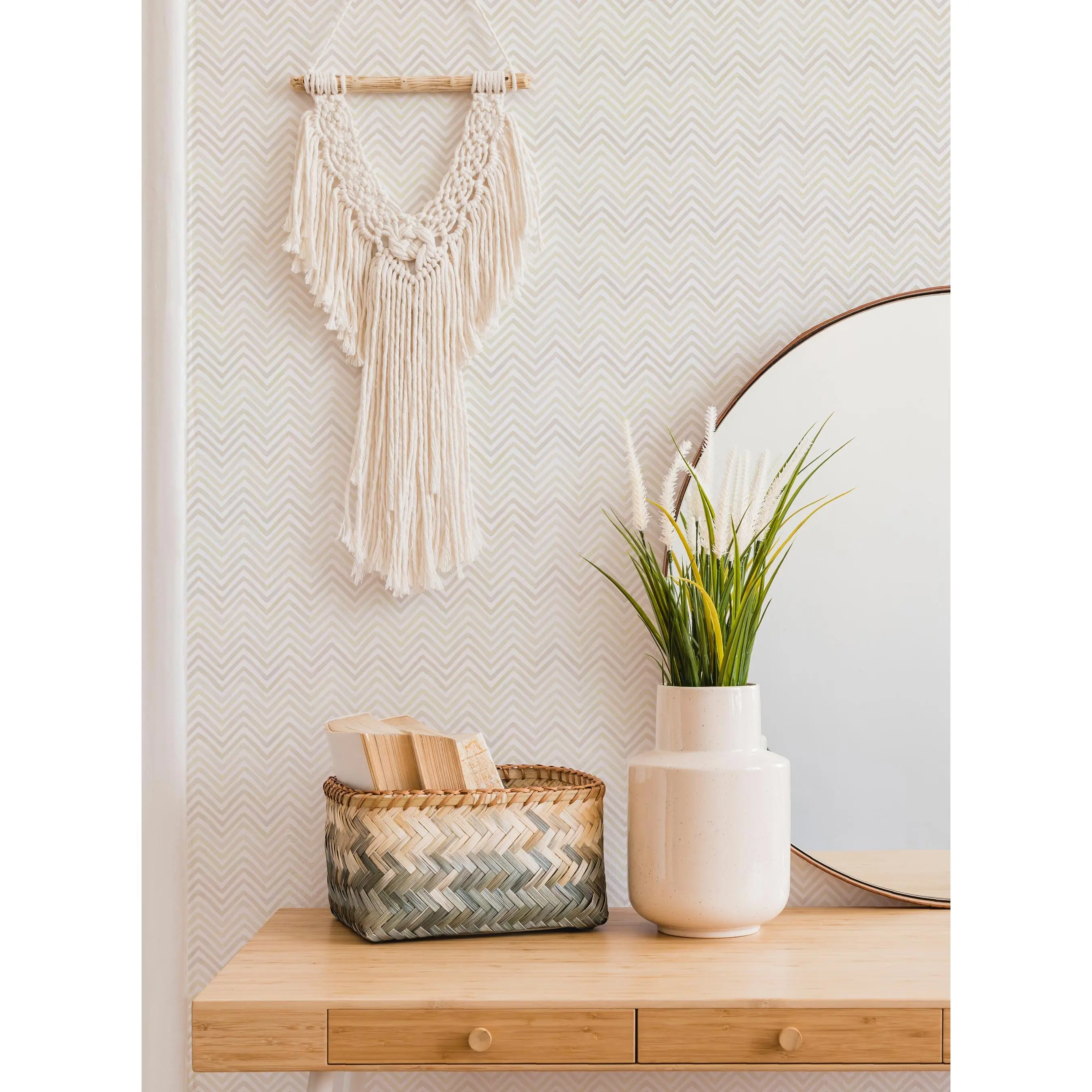 Watercolor Chevron Pastel Decorative Wallpaper - Peel and Stick, Renter Friendly Temporary Wallpaper for Accent Wall