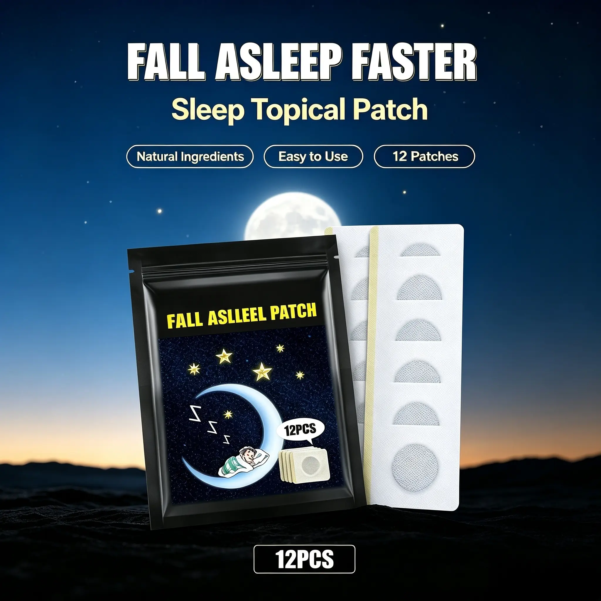 Sleep Topical Patch, Natural Sleep Support Stickers For Adults, Restful Night Help Patch, 12 Pcs