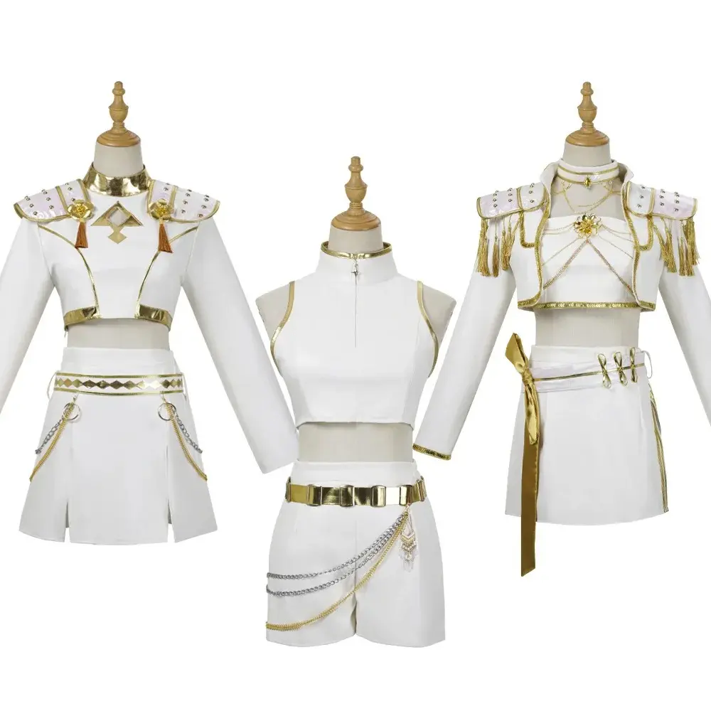 KPOP Hunter Girl Group Cos White Stage Costume Cosplay Lu Mi Cosplay Zoe Mira Character Play