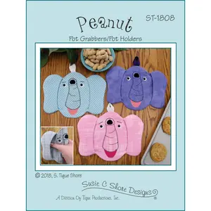 Peanut - Elephant Hot Pad or pot holder MINI Pattern - by Susie Shore Designs - Mini Pattern #ST 1808
