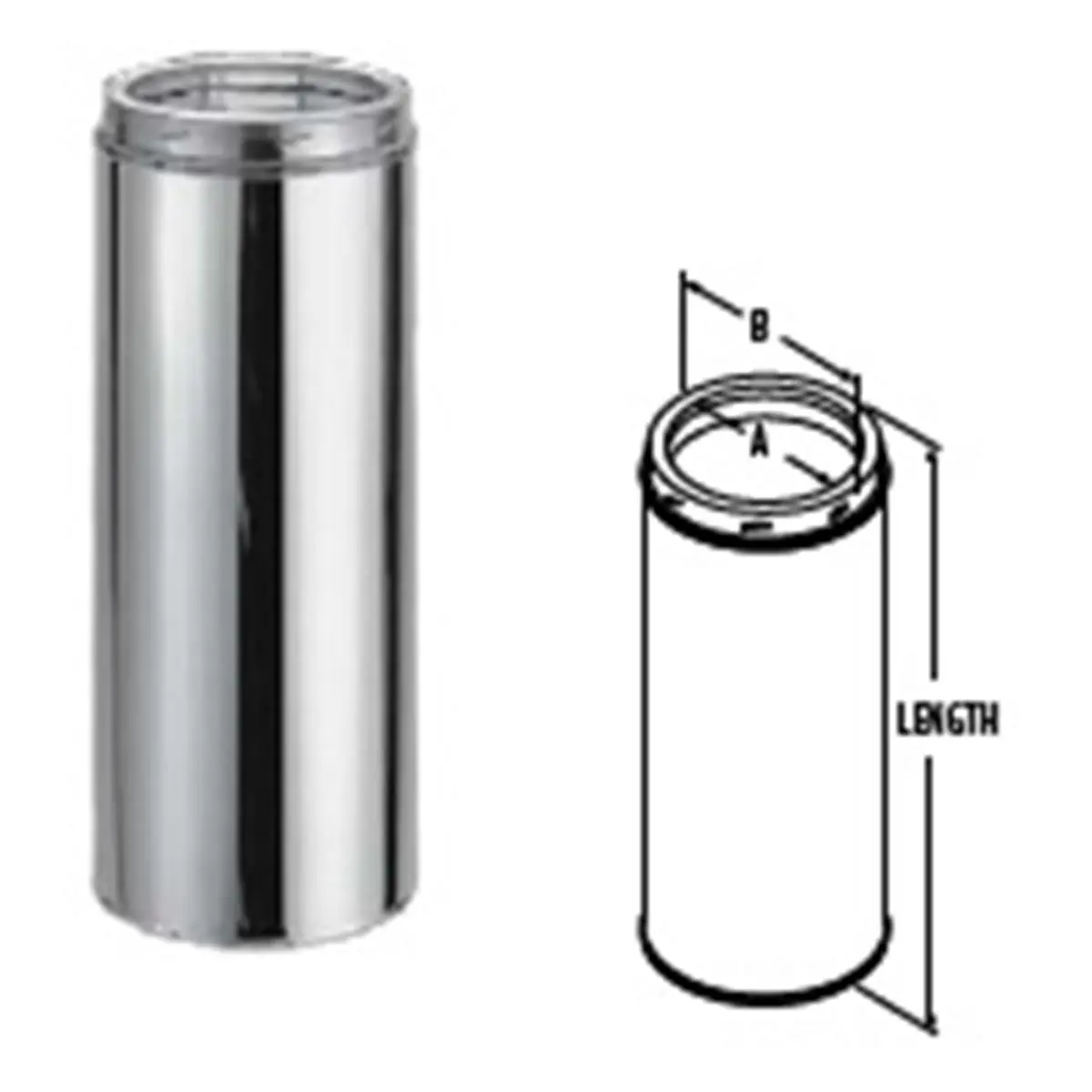 M & G Duravent 6DT-24SSCF 6"x24" Stainless Steel Round Pipe - 430-Alloy Inner Line Duratech Factory-Built Chimney Length, MH 7399 Compliant, Ideal for Boilers, Furnaces, Ranges, Contractor-Friendly, Durable, Easy to Use for High Flue Temperatures