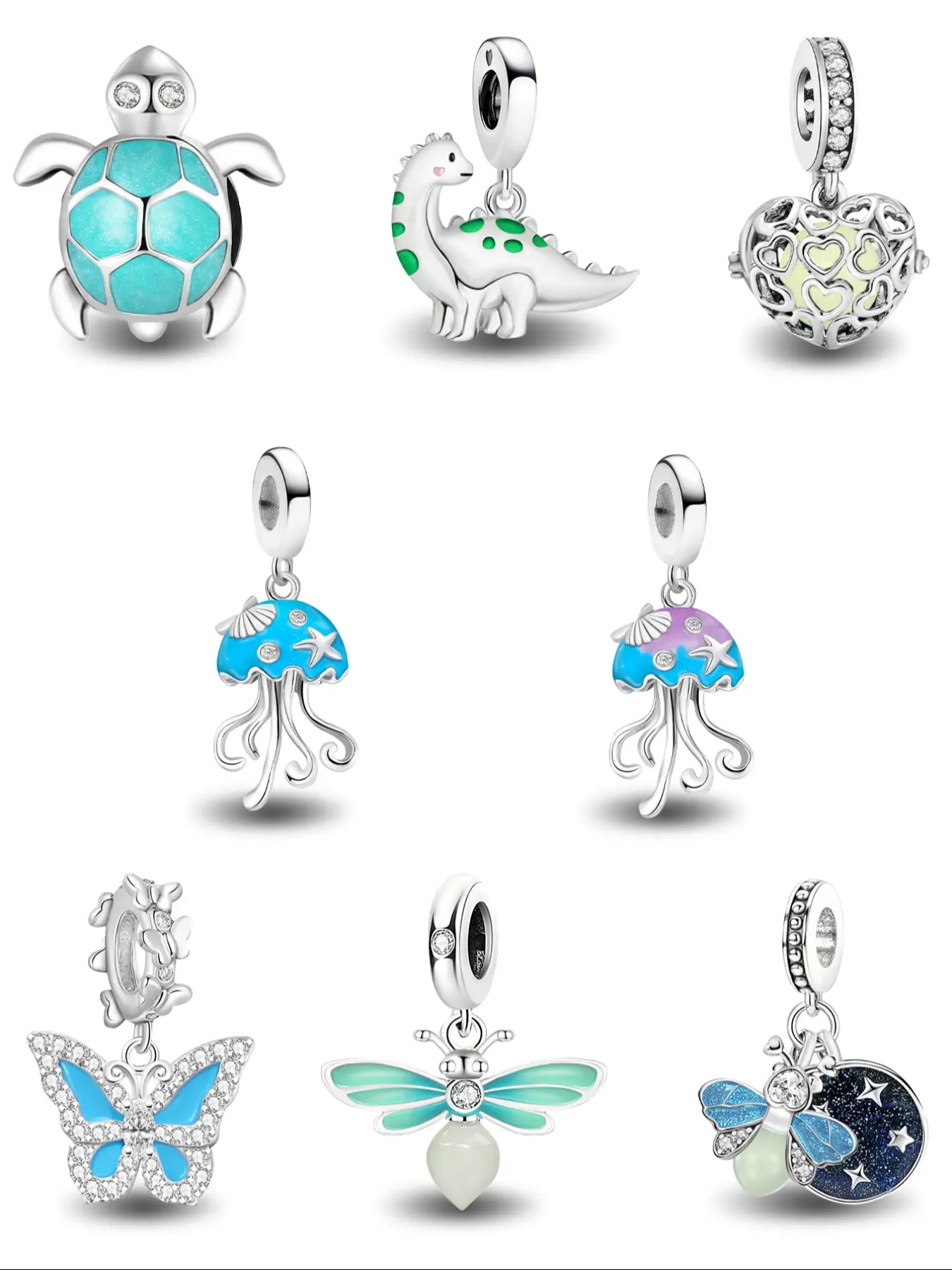 1PC New Original Luminescence Series Animal Sea Turtles Dinosaur Jellyfish Butterfly Firefly Bead Pendant Shell Pendants Christmas Beads and Pendant Designer Bracelet Making DIY Gift Ladies Daily Wear for Women as Gift Special Choice Fashionable Charms