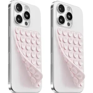 2 Pack  Suction Cup Phone Case Mount Double Sided, Sticky Phone Grip with Higher Suction Power for Cell Phone, Hands-Free Phone Accessories for Selfies and Videos, Light  & Light
