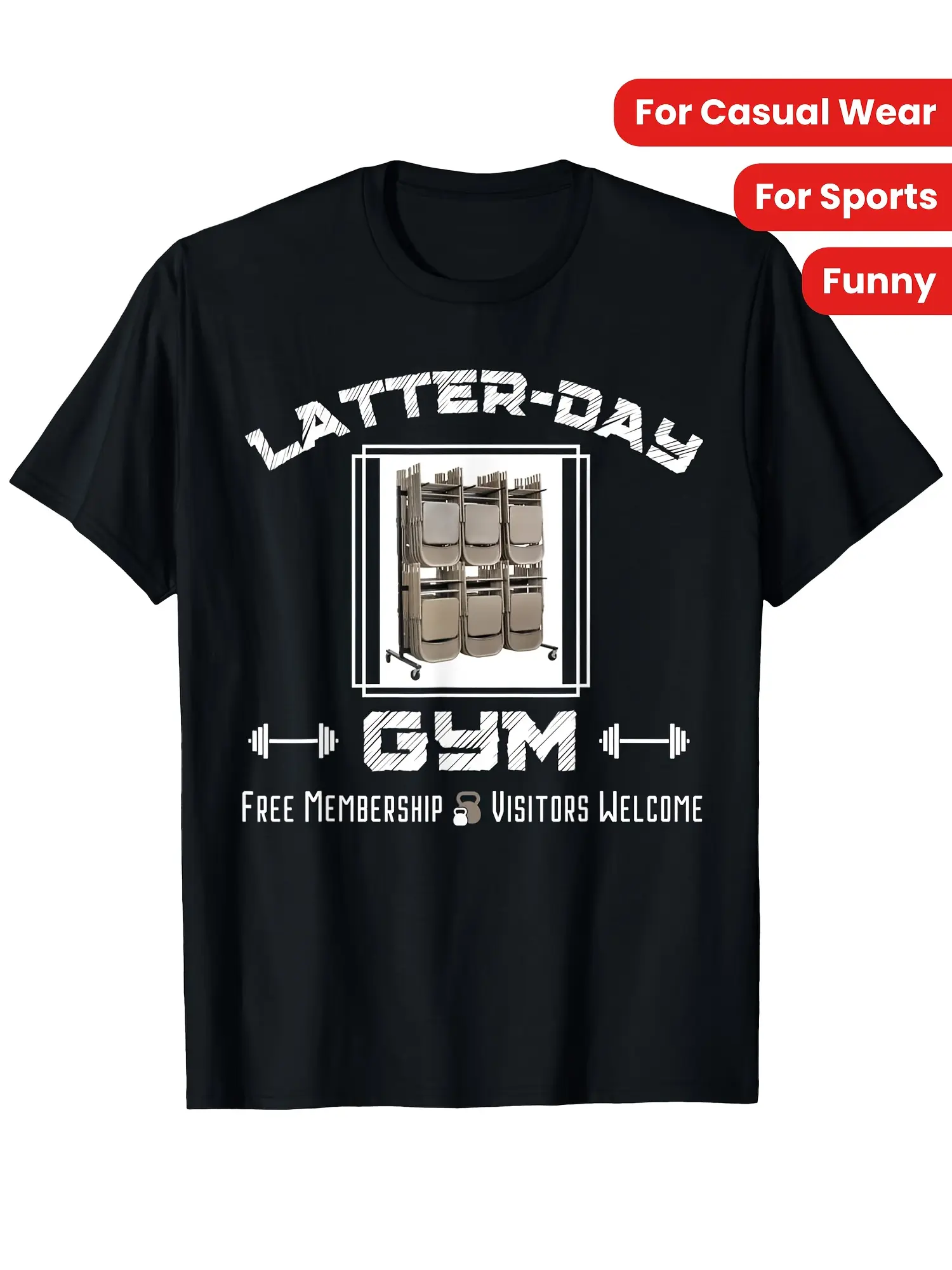 Humorous LDS Mormon Gym Missionary T-Shirt, Lightw unisex soft cotton short sleeve t shirt, vintage graphic casual tee for men women teens, perfect birthday holiday gift for camping travel gym daily street  wear