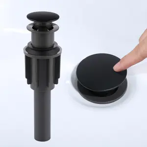 Bathroom Sink Drain Without Overflow, WOWOW Matte Black Pop Up Drain for Vessel Sink Clicker Drain Stopper sink drains sink drain