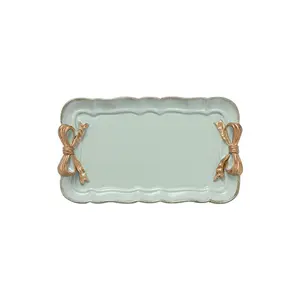 Mint and Gold Bow Tray