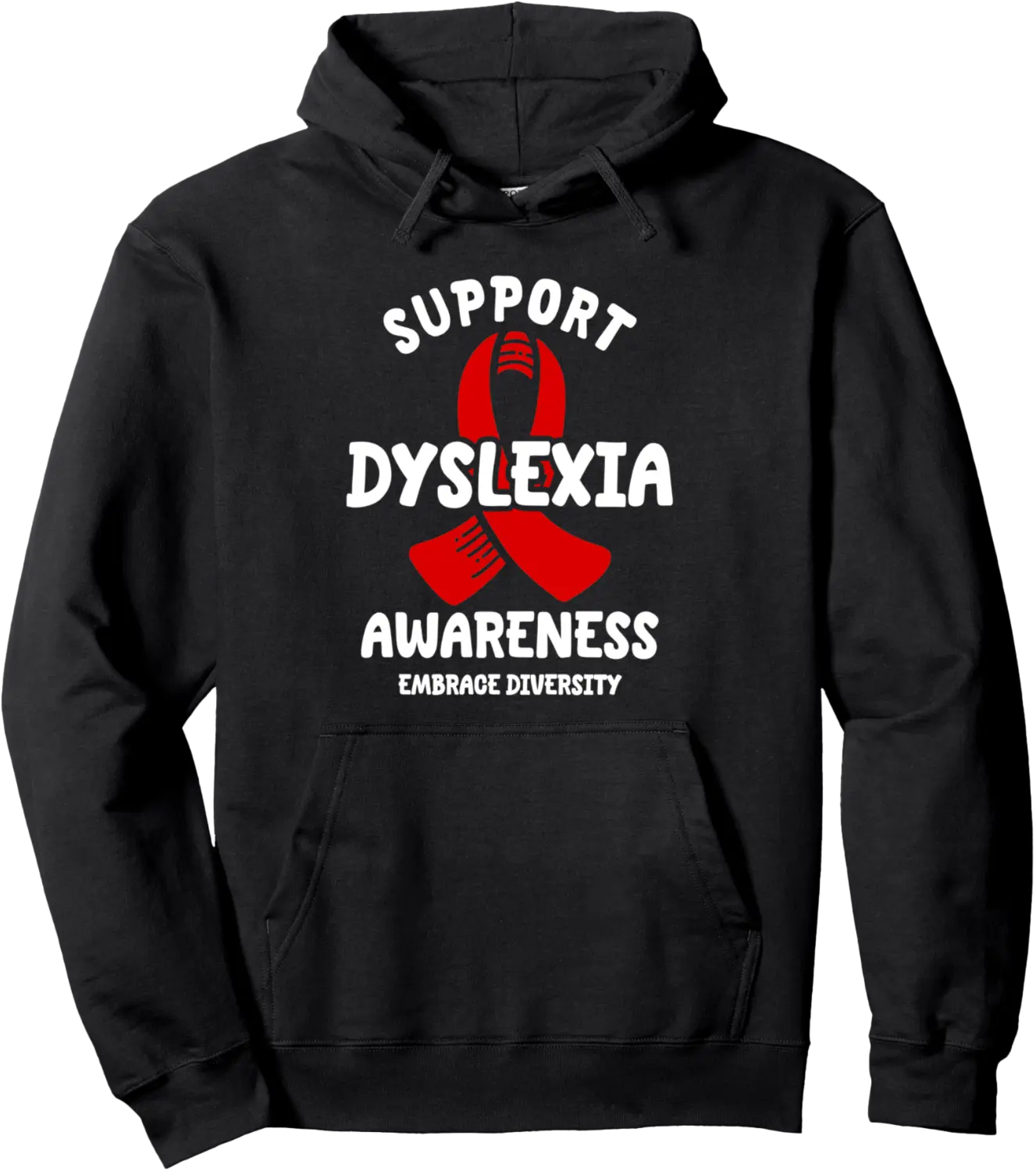 Support Dyslexia Awareness Red Ribbon Design Pullover Hoodie - Keithhodges Shop 81B0DHSFWSYT