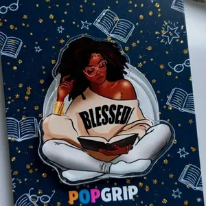 Blessed Kindle Grip, Melanin Girl With Book Phone Grip, Cute  Girl Reading Book Art Design, Gift For Book Lover, Gift For Her