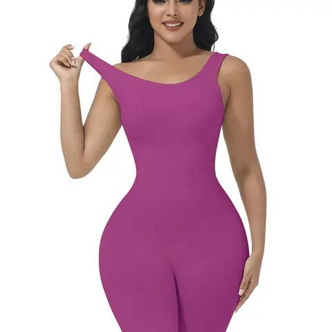 Women's Solid Color Shapewear Romper, Casual Comfy Tummy Control Shaper, Supportive Shapewear, Waist Controlling Bodysuit, Body Sculpting Garment for Daily Wear