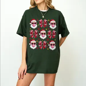 PrintaClaus - Santa Blowing Bubble Shirt, Santa With Sunglasses Sweatshirt, Christmas High-Quality Printed T-Shirt