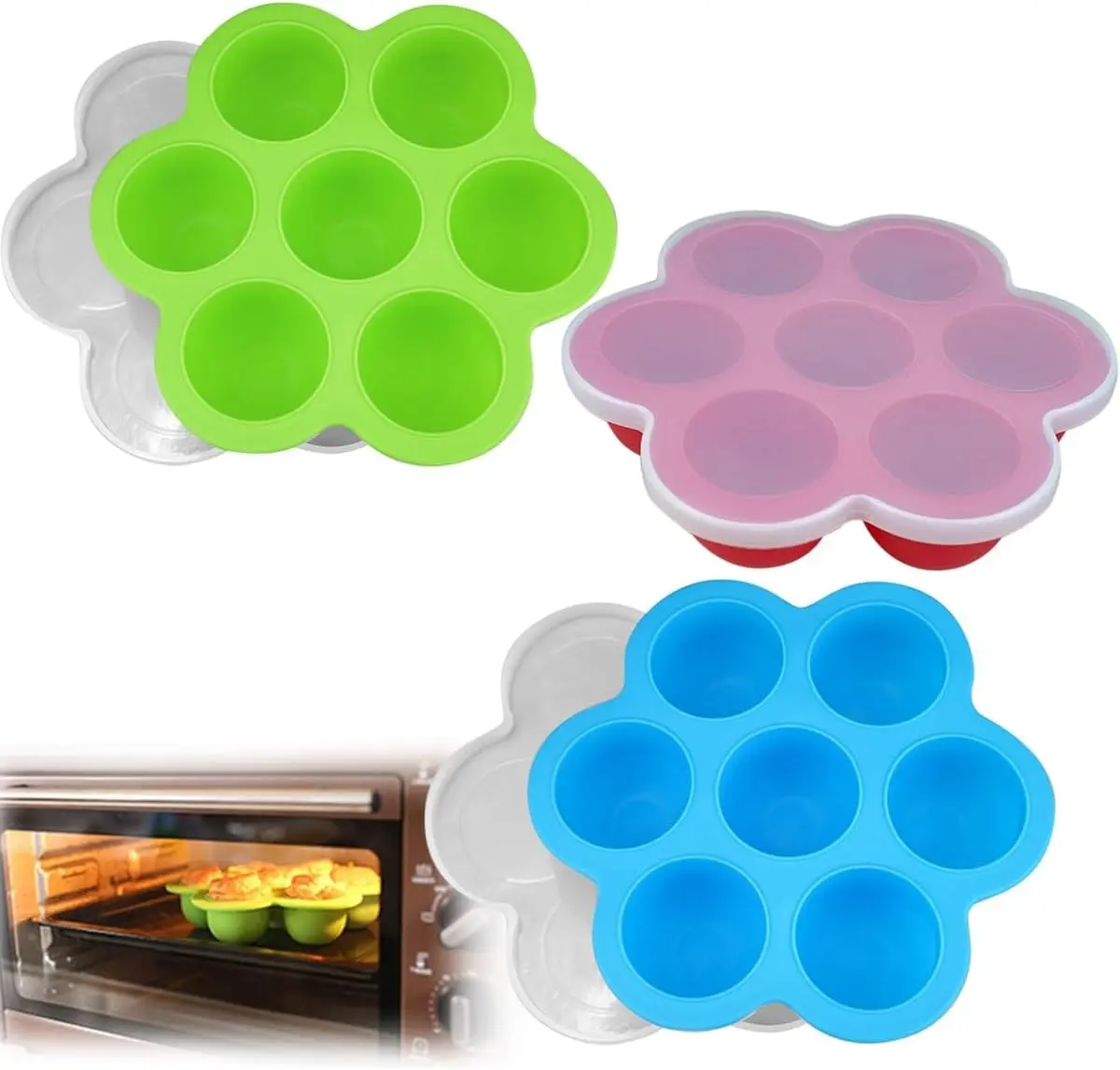 3 Pack Silicone Egg Bite Mold for Air Fryer Silicone Molds - Alternative to Sous Vide Egg Bite Maker for Cooking Air Fryer Accessories