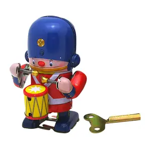 Tinplate Clockwork Toy Walking Drummer Soldier Retro Easter Vintage Wind- Up Toy Kids Novelty Metal Tin Supplies Home Decoration