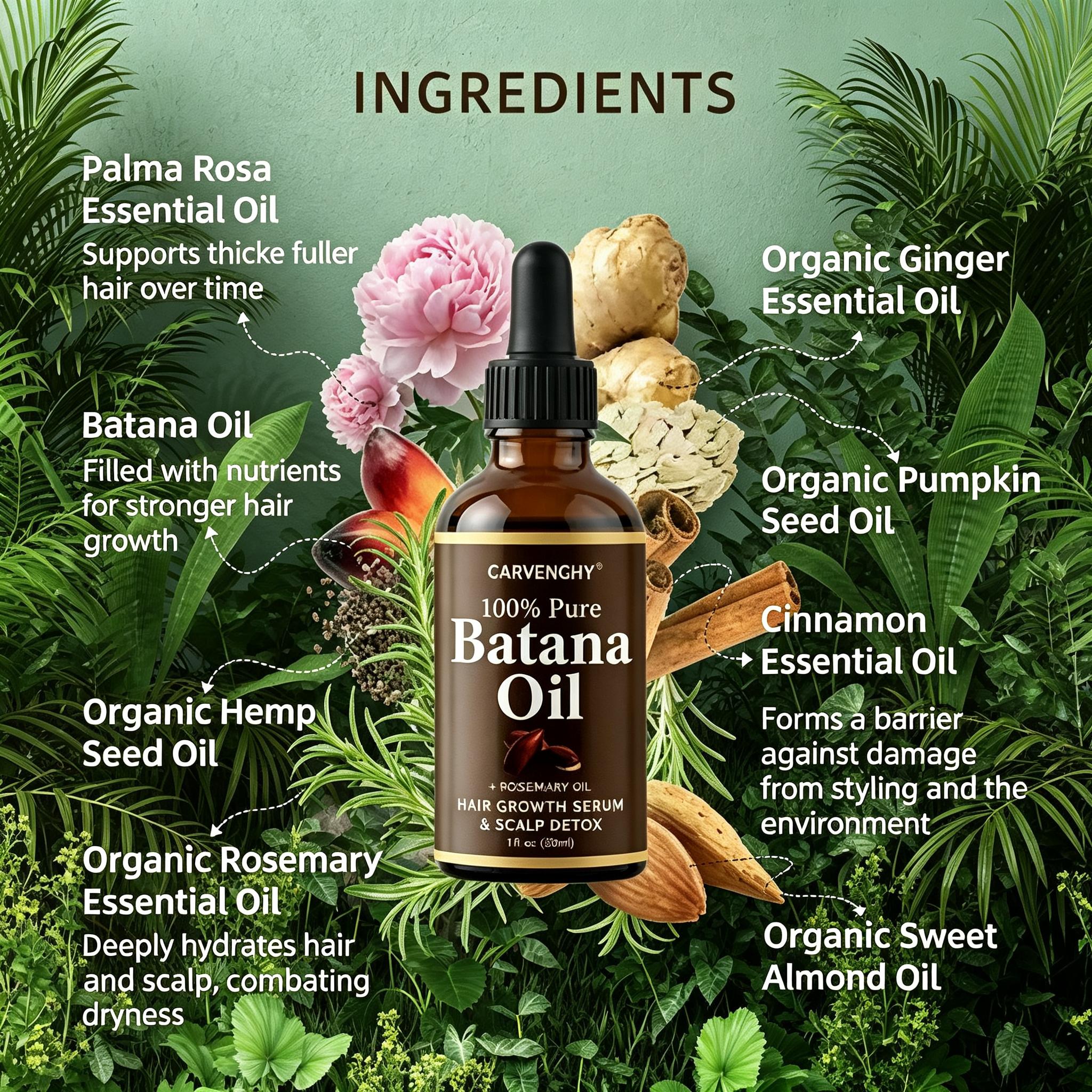 Batana Oil for Hair,Hair Oil with Rosemary for Hair Growth - 100% Organic Batana Oil ,Healthy Hair, Make Hair Longer Fuller Thicker, Organic Batana Oil with Rosemary,Organic Rosemary Oil Vitamin E Nourish Scalp,for All Hair Types