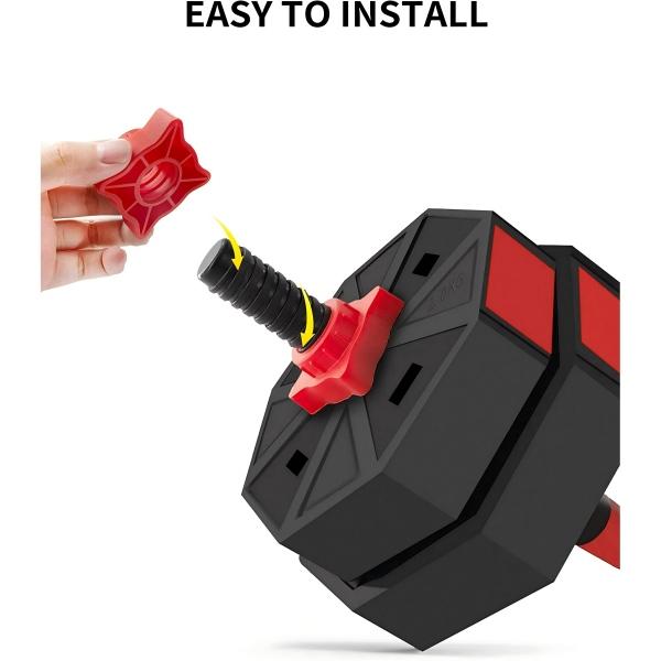 FIXTECH 66 Lb Adjustable Weights Dumbbells Set, Home Gym Fitness Free Weight Set For Men Women, Red