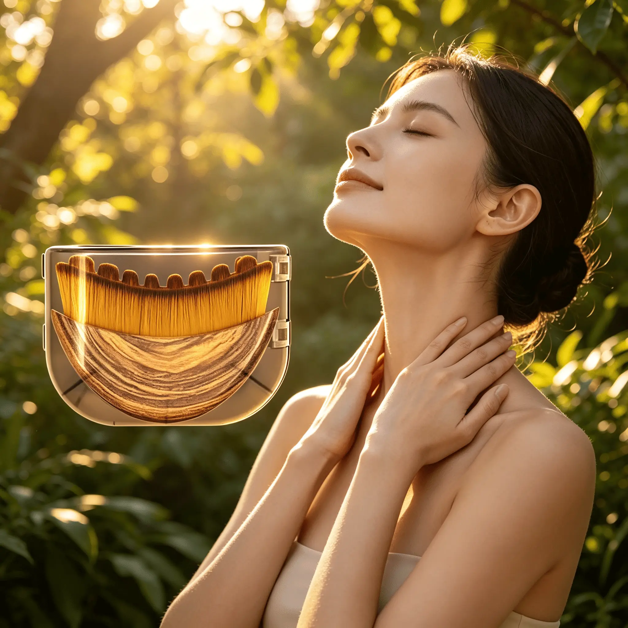 Compact Crescent Wooden Lymphatic Drainage Facial Brush, Natural Ergonomic Handheld Sculpting Tool Draining Facial Lymph, Reducing Facial Puffiness & Double Chin, Defining Jawline, Boost Circulation for Daily Home and Travel Face Neck Beauty Spa