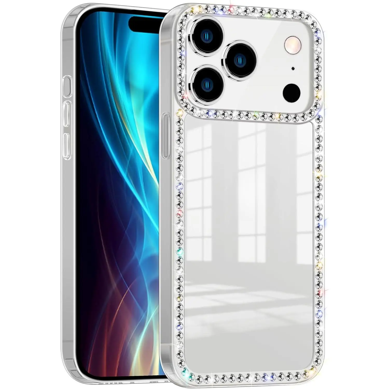 Phone Case for iPhone 17 16 15 14 13 12 11 Pro Max plus Case ,  Compatible with iPhone 17 Pro Max Cases Clear Bling Diamond 3D Rhinestone Cute for Women Girls Girly Case Glitter Shiny Sparkle Gem Design Soft Silicone Luxury Fashion Protective Phone Case