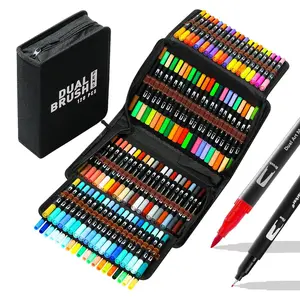 Colored Marker Pen Set, 1 Box 12/36/48/60/72/100/120 Colors Dual Tips Brush Pen, Soft Brush Drawing Painting Pen for Home School Dormitory Gallery Office