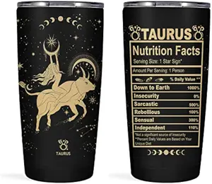 Taurus Zodiac Gifts: Gothic Witchy 20oz Stainless Steel Insulated Constellation Tumbler