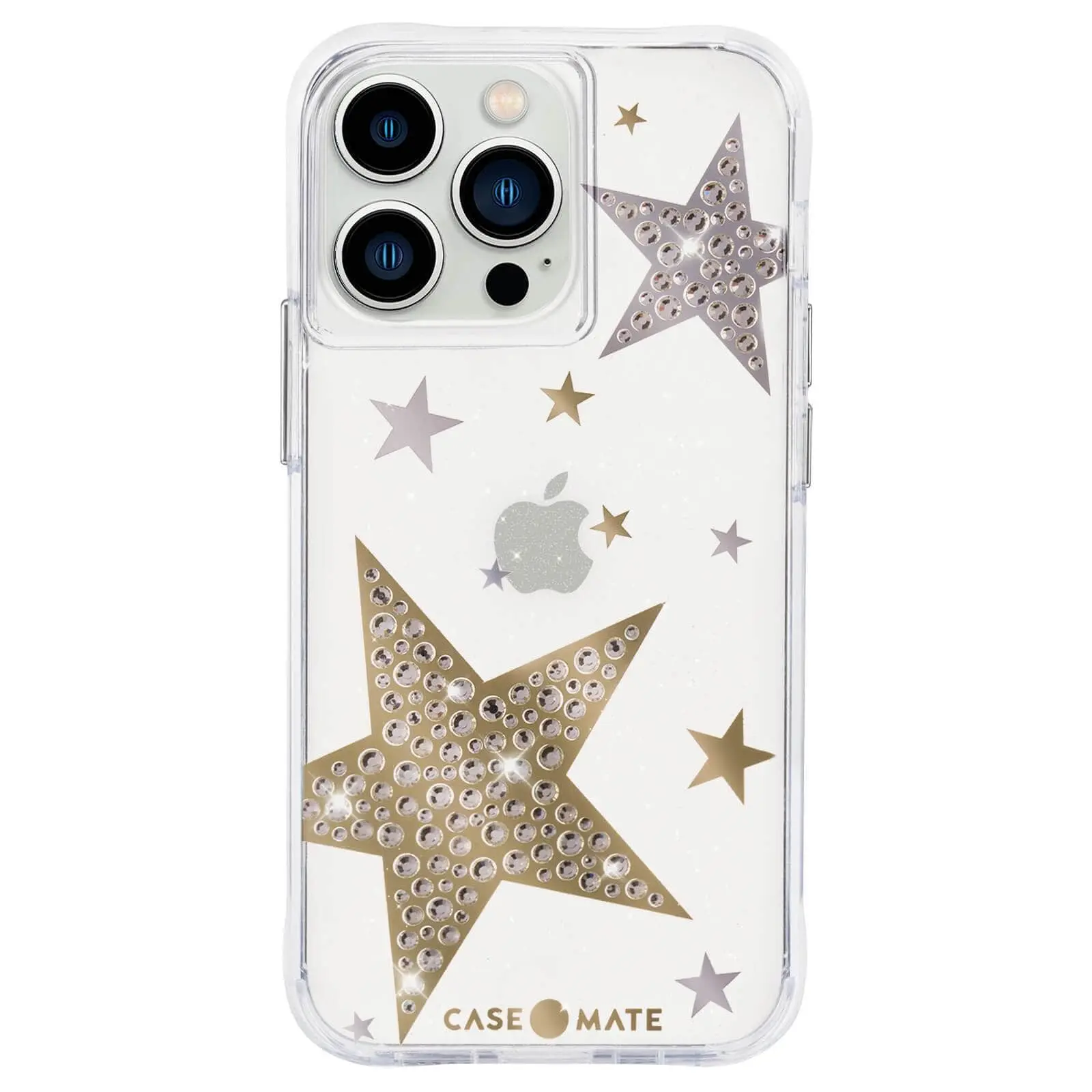 Case-Mate Sheer Superstar Crystal Phone Case - Gold, Silver, Premium Handheld Accessory for iPhone 13 Pro, Mobile Phone Accessories, Shine-On Design
