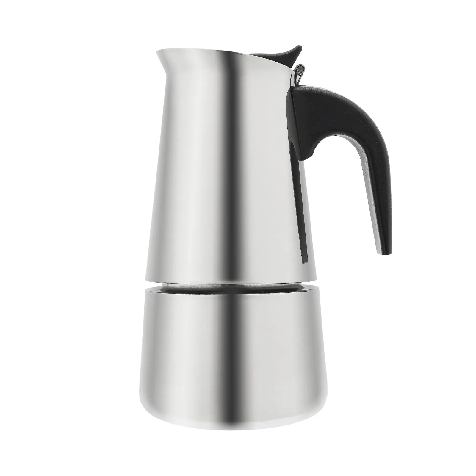 4-Cup Cylindrical Stainless Steel Stovetop Coffee Pot with 500W Electric Stove, 5 Temperature Settings, 110V, 200ml, Polished+Sandblast Finish, Durable for Home & Office Use