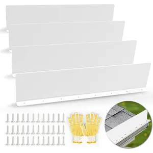 15.7 x 3.5 Inch 4 Pack Aluminum Rain Gutter Guard Downspout Rain Diverter for Roof Shingle Rain Drip Guard for Straight House White
