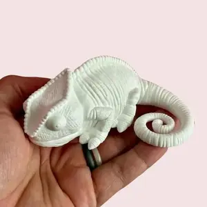 Realistic Chameleon, Paint Your Own Kit for Kids and Adults - Set of 2, Complete Arts and Crafts Set Ready to Paint Eco-Resin includes 2 Brushes, Professional Acrylic Paint, and Palette, DIY Gift Idea